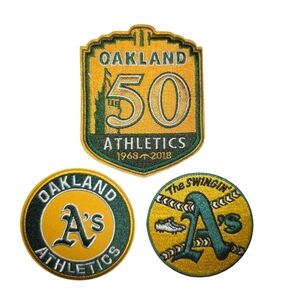 Vintage Oakland Athletics Embroidered Patches Set 3pc